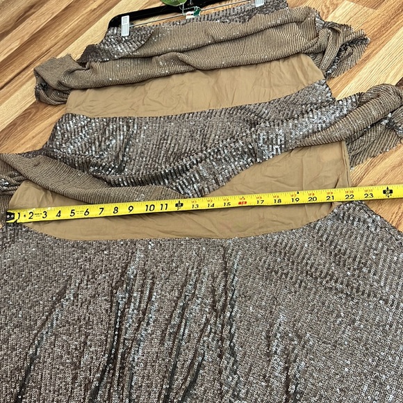 Anthropologie Farm Rio Gold Sequin Tiered Ruffle Midi Skirt Size Large - Picture 8 of 16